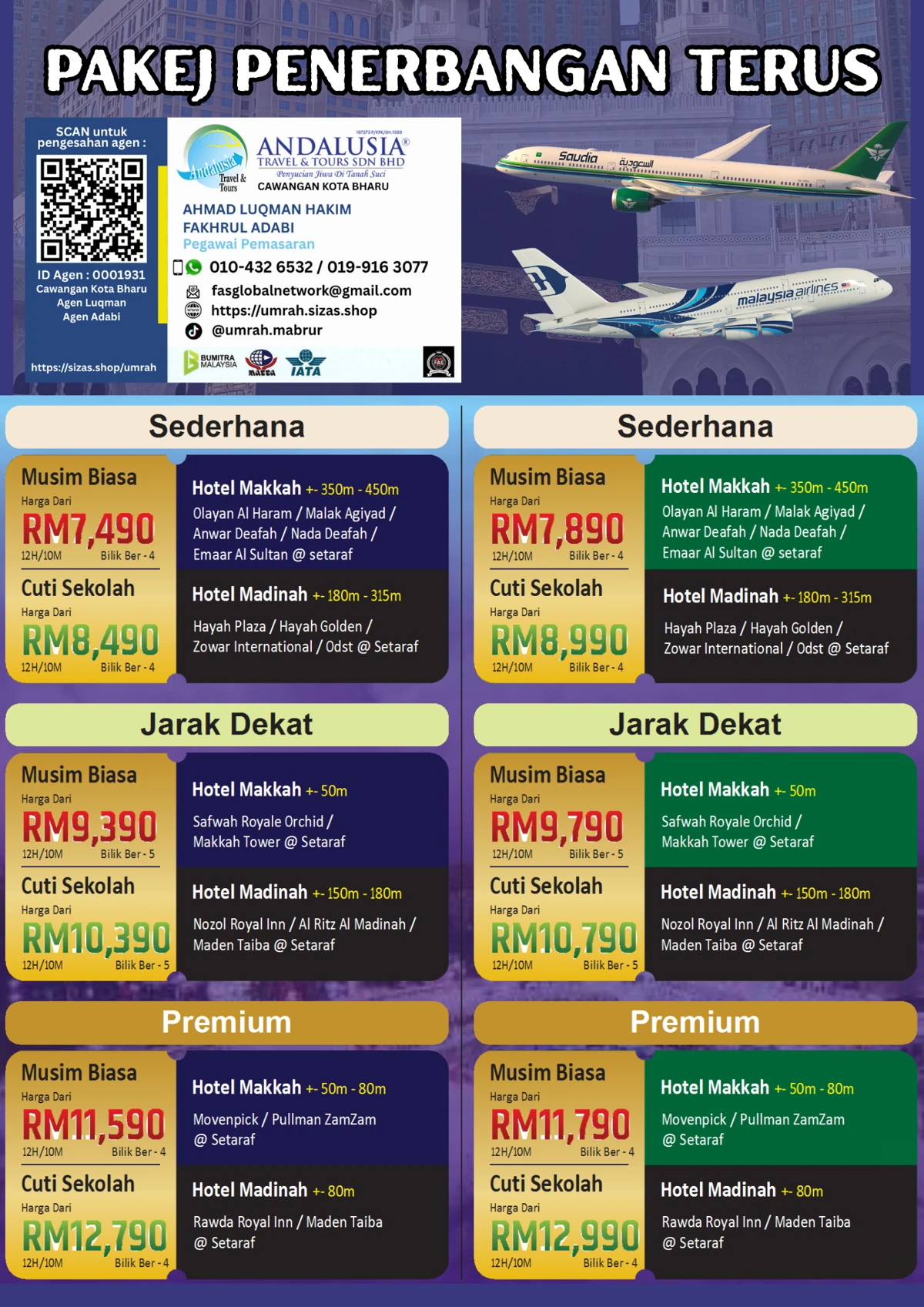 Ringkasan Harga Pakej Umrah